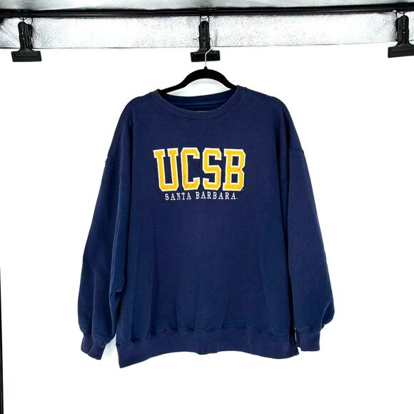 Vintage Jansport Women's Cropped Dark Blue UCSB Sweatshirt - Size XL - 90s - Picture 1 of 8